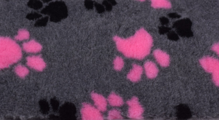 Hundematte, ISOLIEREND, Meterware, Pfoten rosa